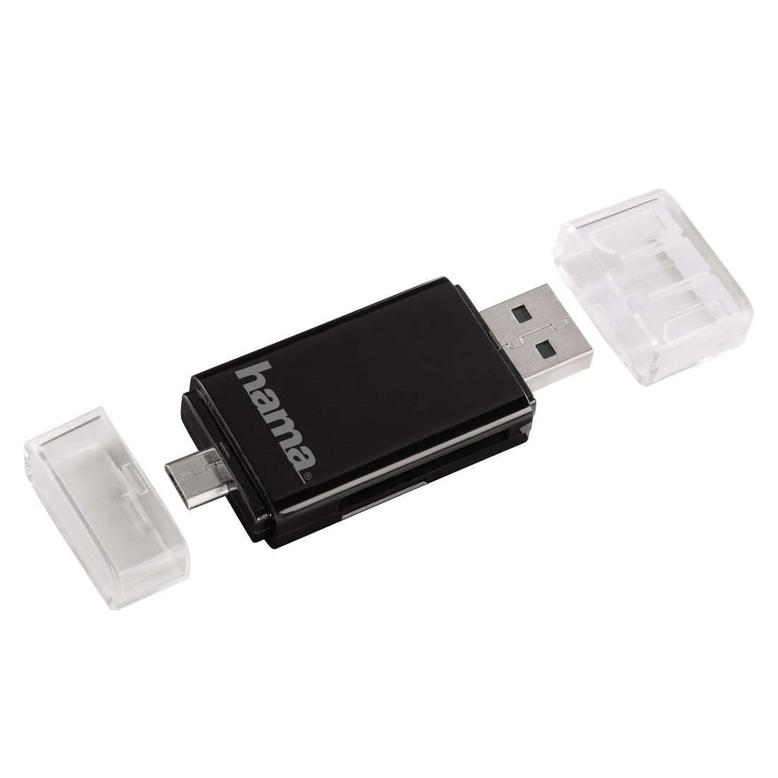 Kortelių skaitytuvas HAMA 2in1 USB 2.0 OTG Card Reader (Palaiko SD, microSD, SDHC, microSDHC, SDXC, microSDXC)