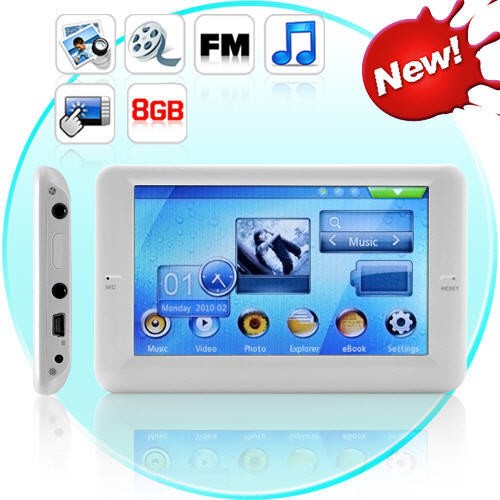 MP4 Grotuvas White 8Gb + TV OUT 4.3" TouchScreen