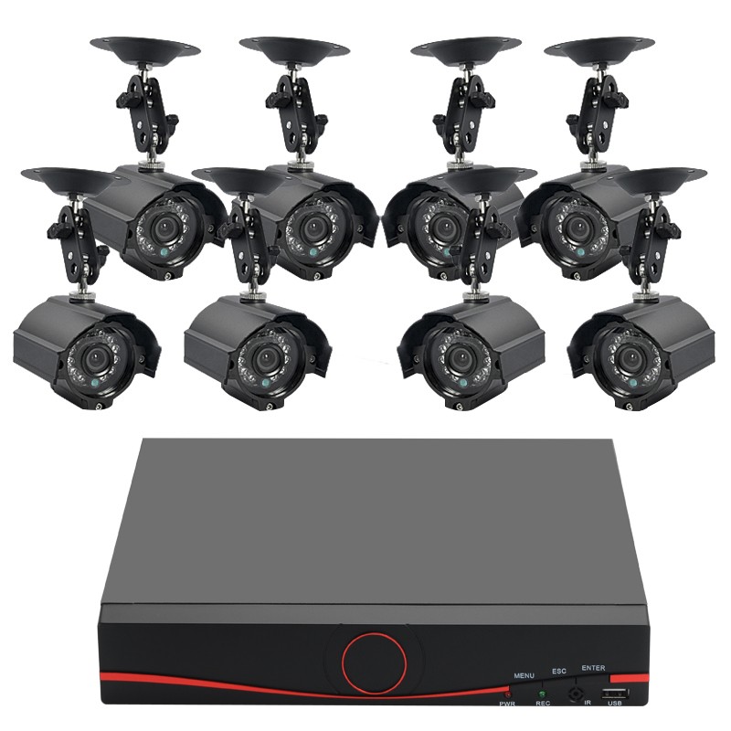 8 Lauko Kamerų Apsaugos Sistema Su Įrašymo Įrenginiu (H264 DVR 1TB, Sony CCD, Naktinis matymas)