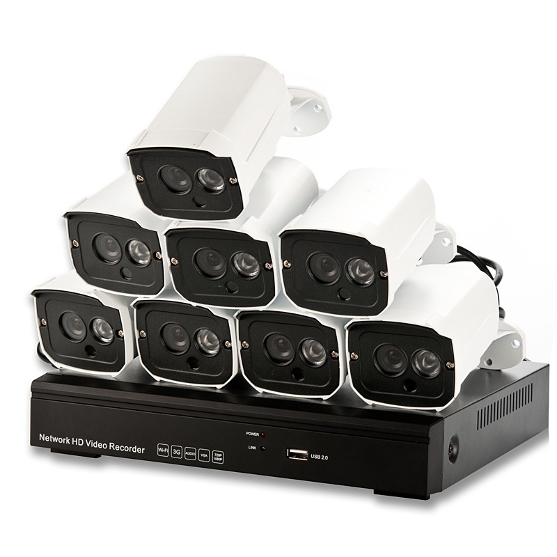 8 IP Lauko Kamerų Apsaugos Sistema (HD Video, Naktinis Matymas)
