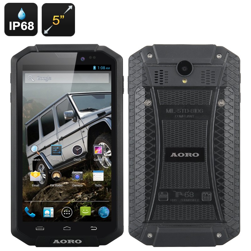 Išmanusis Telefonas "Aoro I5" - IP68 Atsparumas, 5" OGS ekranas 1280x720, Android 4.2 OS, 4000mAh baterija
