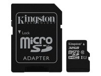 KINGSTON 32GB microSDHC Atminties Kortelė (Class10, 45MB/s + SD Adapteris)