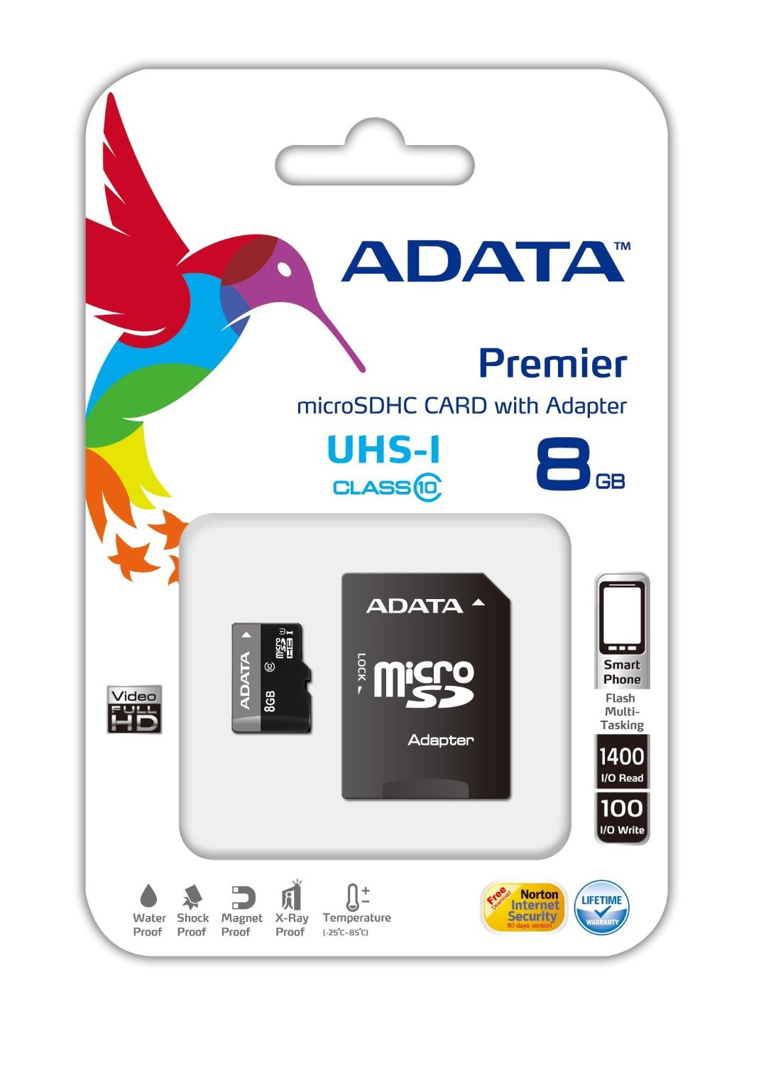 8GB ADATA Micro SD Atminties Kortelė Class10 Su Adapteriu