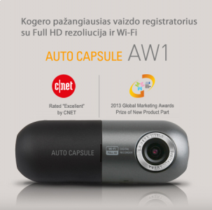 Vaizdo registratorius Autocapsule AW1 Full HD 1080p su 16 GB microSD ir WiFi