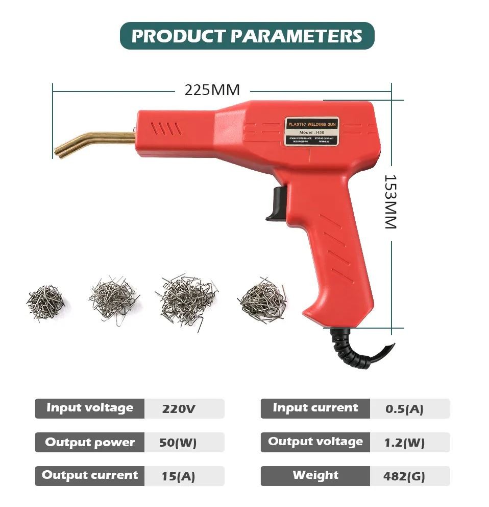 Plastiko Suvirinimo Aparatas (Komplektas Su 200vnt. Kabių)