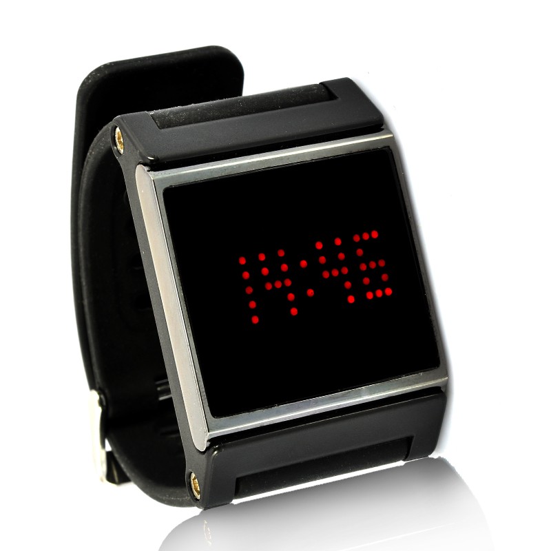 Red LED Laikrodis Su Liečiamu Ekranu (Touch Screen)