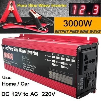 Sinusinis 1500W (3000W) Automobilinis Įtampos Keitiklis - Konverteris (12V į 220V)