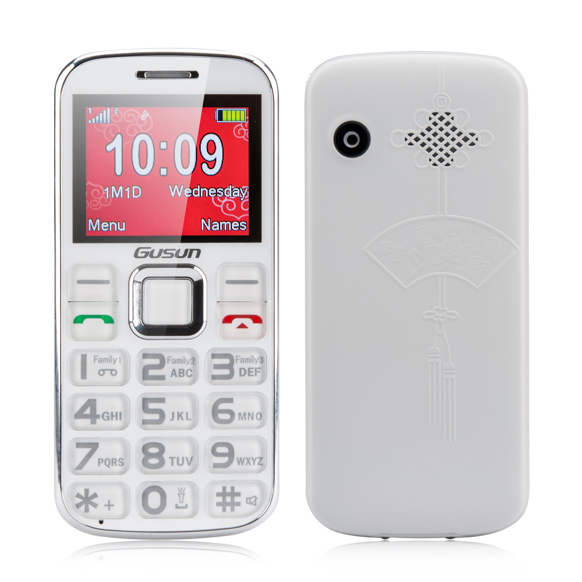 Mobilusis Telefonas Senjorams Gusun F10 (Dideli mygtukai, Garsus Signalas, FM radijas, Kamera, LED prožektorius)