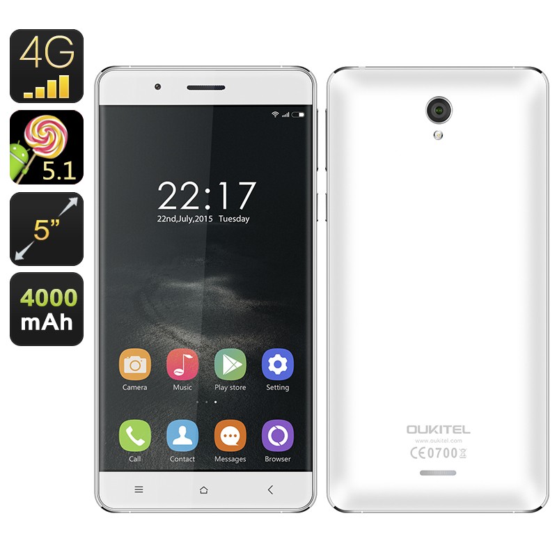 Išmanusis Telefonas "Oukitel K4000" (Android 5.1, Quad Core, 5" Grūdinto Stiklo Ekranas)