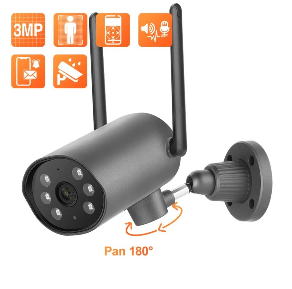 WIFI Lauko Apsaugos Kamera Techage 3.0MP (Žmogaus Aptikimas, Motion Detection, P2P)