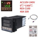 Elektroninis Termostatas + SSR Relė 40A + K-Tipo Termopora (0℃~1300℃, AC 24V/380V 40A)