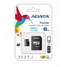 8GB ADATA Micro SD Atminties Kortelė Class10 Su Adapteriu